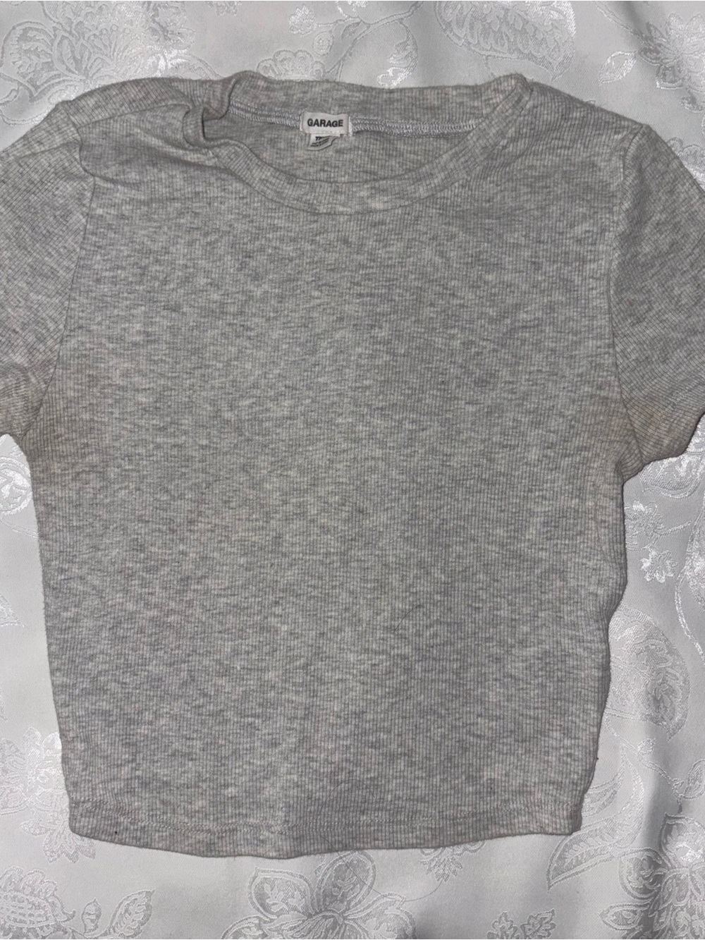 Garage Light Heather Gray Ribbed Short Sleeve Tee